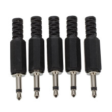 Black Plastic 3.5mm Male Mono Plug Jack Adapter 5