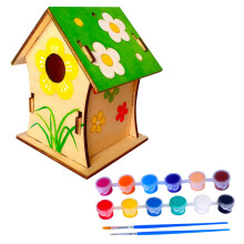 Wooden Bird House Pendant Craft Kit for Kids with Paints
