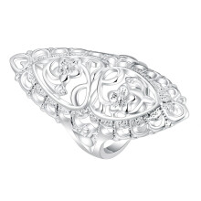 Silver Plated Alloy Flower Ring for Women