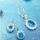 3 pezzi di orecchini, collana e anello con finta gemma ovale e strass, gioielli da donna. 2