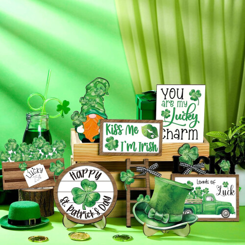 Husfou St. Patrick's Day tiered tray decor set 16 pcs 2