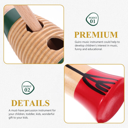 Wooden Guiro Percussion Instrument Set for Beginners with 2