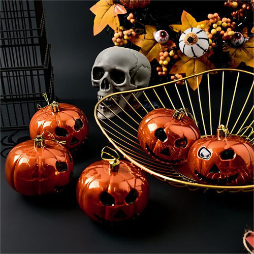 Halloween pumpkin swirl decorations orange black 3 pcs 2
