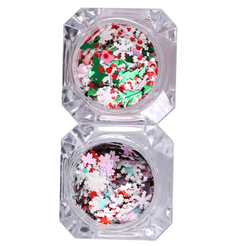 Christmas nail sequins hexagon snowflake 3D stickers 2 pcs 1