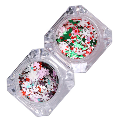 Christmas nail sequins hexagon snowflake 3D stickers 2 pcs 2