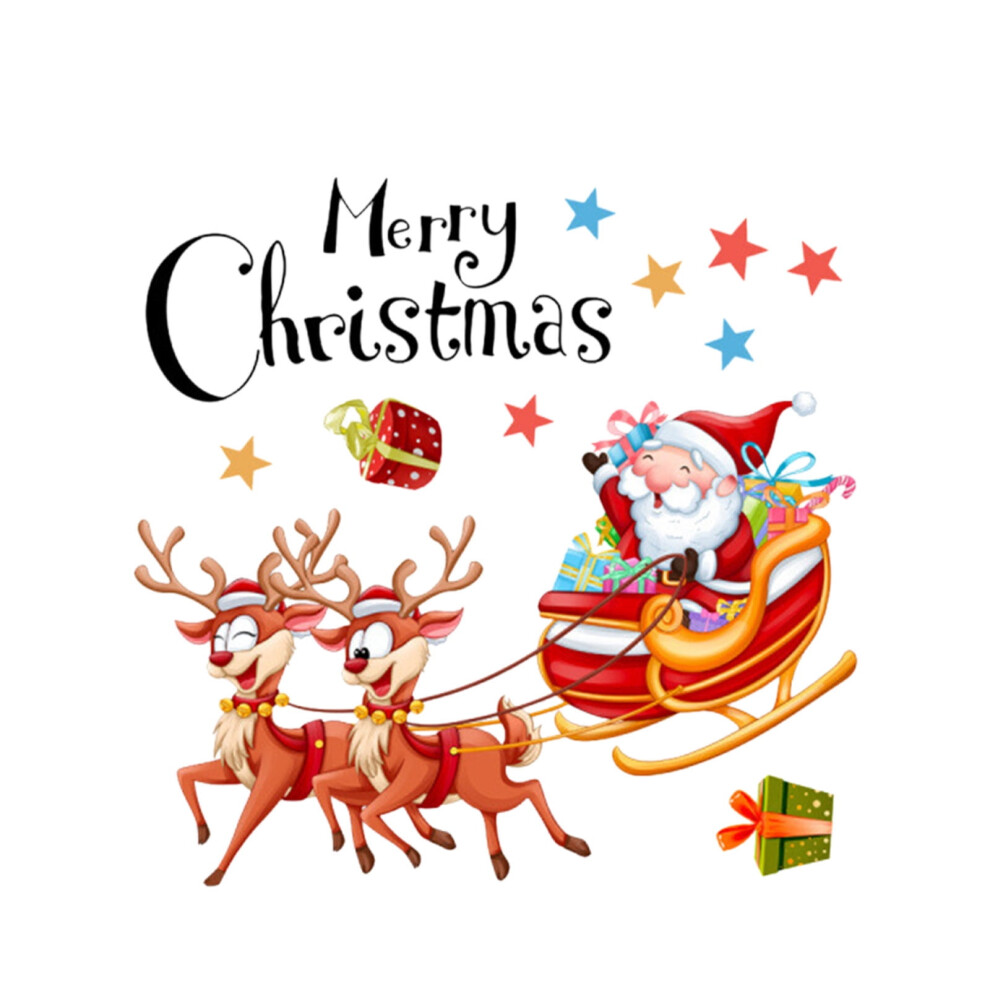 Christmas Sleigh Wall Sticker Santa Elk 11.81X11.81 Inch 946140484808