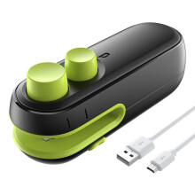 Mini handheld bag sealer, rechargeable, black and green