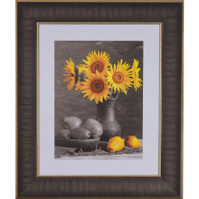 Polystyrene picture frame mahogany & gold 15x15 in