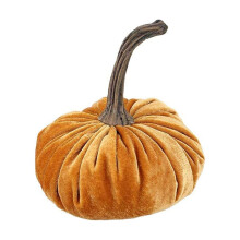 Plush Pumpkin Throw Pillow Rustic Faux Velvet 18x18