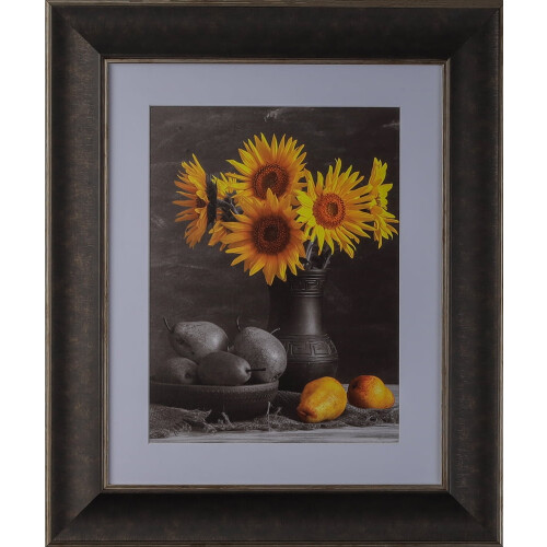 Polystyrene vintage picture frame dark walnut 16x28 in