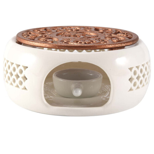 Ceramic teapot warmer base for insulation and heating