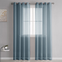 Light Blue Sheer Grommet Curtains 98 Inch 2 Panels