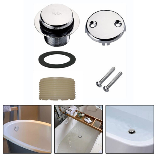 Tip-Toe Bathtub Drain Kit with Two-Hole Overflow Cover Plate 2
