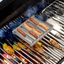Hot Dog Roller Grill with Stainless Steel Body and Wood
