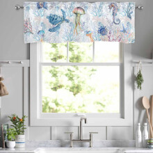 Ocean Coral Valance for Windows 54x18 in Blue