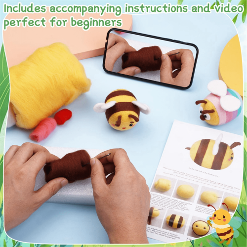 Needle Felting Kit Ladybug Bee 12-Piece Wool Supplies 1