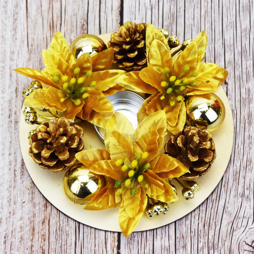 Needle Candlestick Wreath 5.9 in Artificial Leaves Home