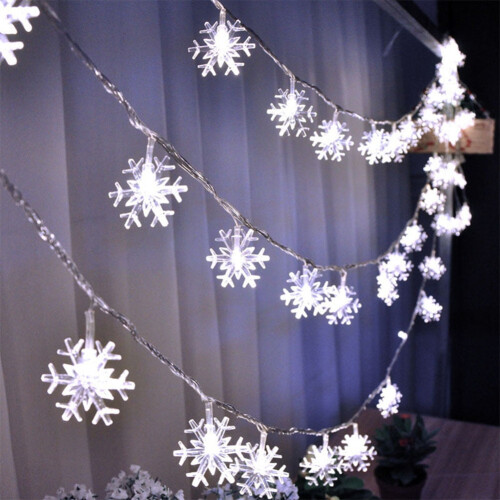 Christmas snowflake LED string lights battery operated 20