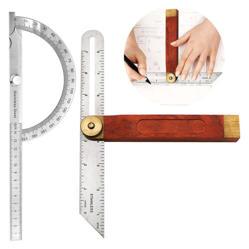 Angle Protractor with Wooden Handle 2 pcs 1