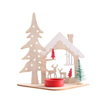 Wooden Christmas Candle Bracket for Desk Centerpieces Elk