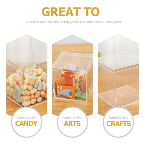 Clear plastic square candy boxes storage gift 2 pcs 1