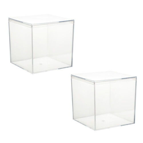 Clear plastic square candy boxes storage gift 2 pcs 2