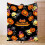 Halloween Throw Blanket Orange Pumpkin Black Bat Print 1