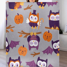 Owl Vampire Pumpkin Throw Blanket 50x60 Inches Soft Flannel