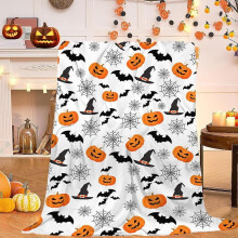 Halloween Throw Blanket Orange Pumpkin Candy Corn 40x50 Inch