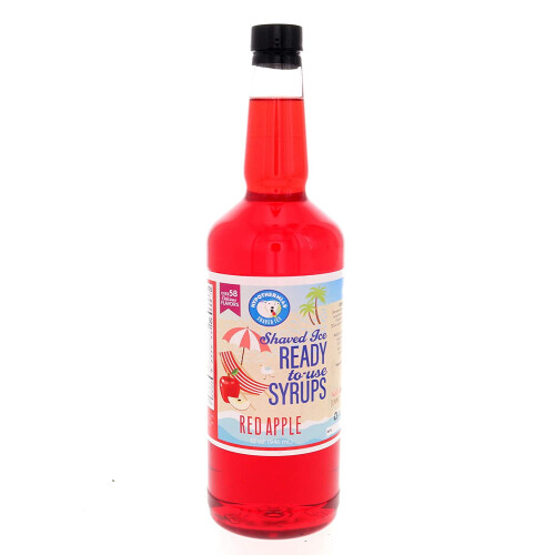 Shaved Ice Syrup Red BPA-Free Plastic Bottle 32 fl oz