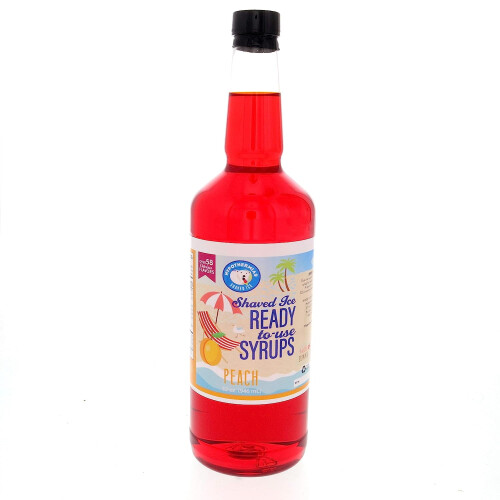 Peach Shaved Ice Syrup Quart (32 fl oz) Non-GMO Pure Cane