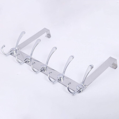 Over the Door Hook Hanger Silver 5-Pack Heavy Duty 2