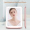 Rechargeable LED Makeup Mirror Pink Folding 3-Color Lighting 2