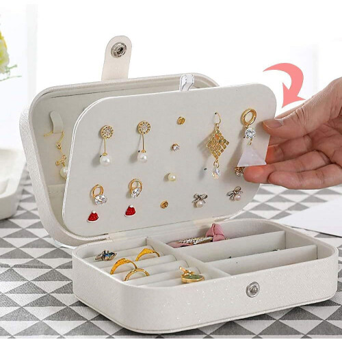 Jewelry Box White 2-Layer Travel Organizer 2