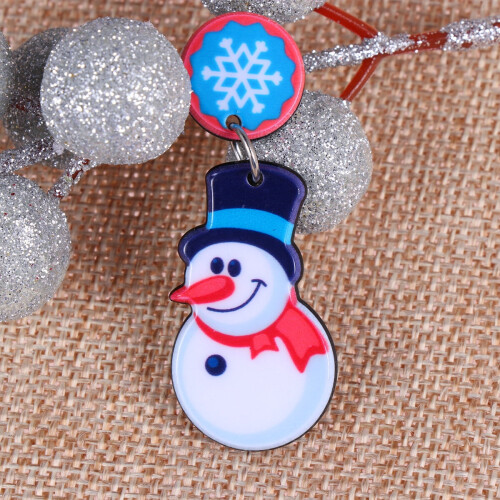 Christmas snowman acrylic earrings drop dangle 1