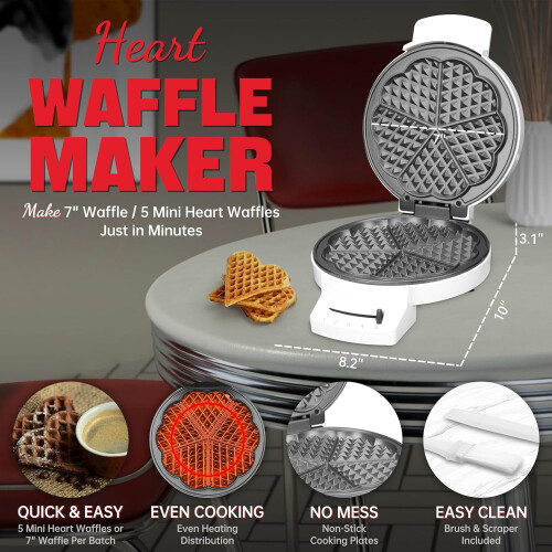 Mini Waffle Maker for Kids White Non-Stick 8-Pack 2 Inch 1