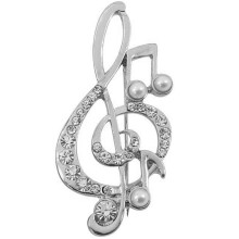Pearl music note lapel pin women 1 piece