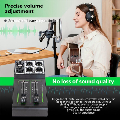 2X Passive Volume Controller Precise Volume Adjustment Plug  Stereo Input & Output 2