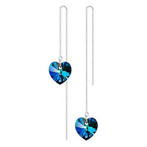 Women's heart-shaped rhinestone threader earrings