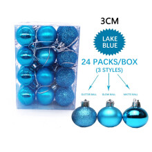 Christmas Ball Baubles Light Blue 1.2 Inch 24pcs