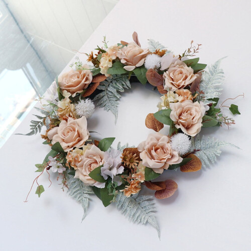 Artificial Rose Wreath Spring Summer Door Decor 2