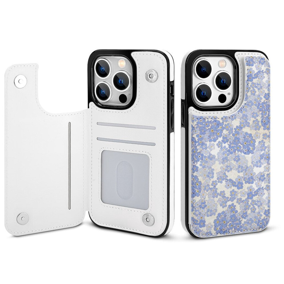 Floral Wallet Case For Iphone 14 Pro Pu Leather Flip Case 9370362161611