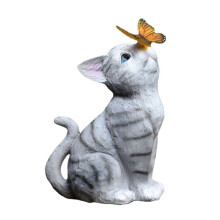 Hand-crafted cat statue resin solar light garden decoration