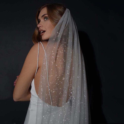 Glitter Bride Wedding Veil White