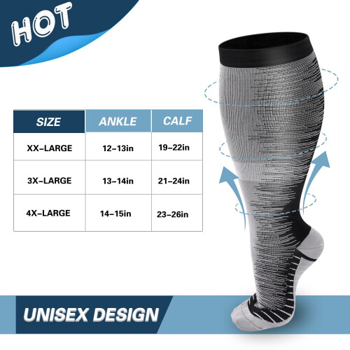 OLENNZ Wide Calf Compression Socks Knee High 4XL 1