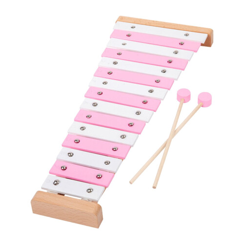 Metal xylophone for kids with mallets 15-note pink 1