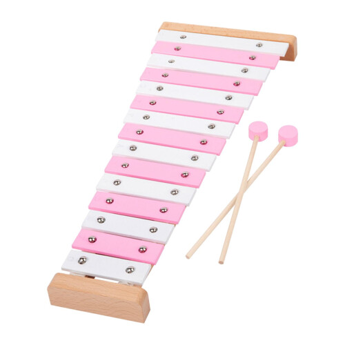 Metal xylophone for kids with mallets 15-note pink 2