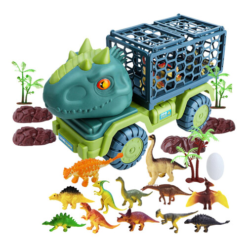 Dinosaur Truck Toy with Figures, Pull-Back Transport 2