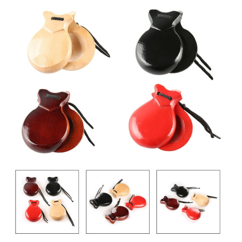 Wood Flamenco Castanets with String 2 Pcs 1