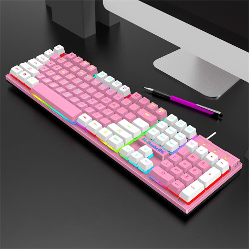 Godom USB wired gaming keyboard with rainbow backlight and 1